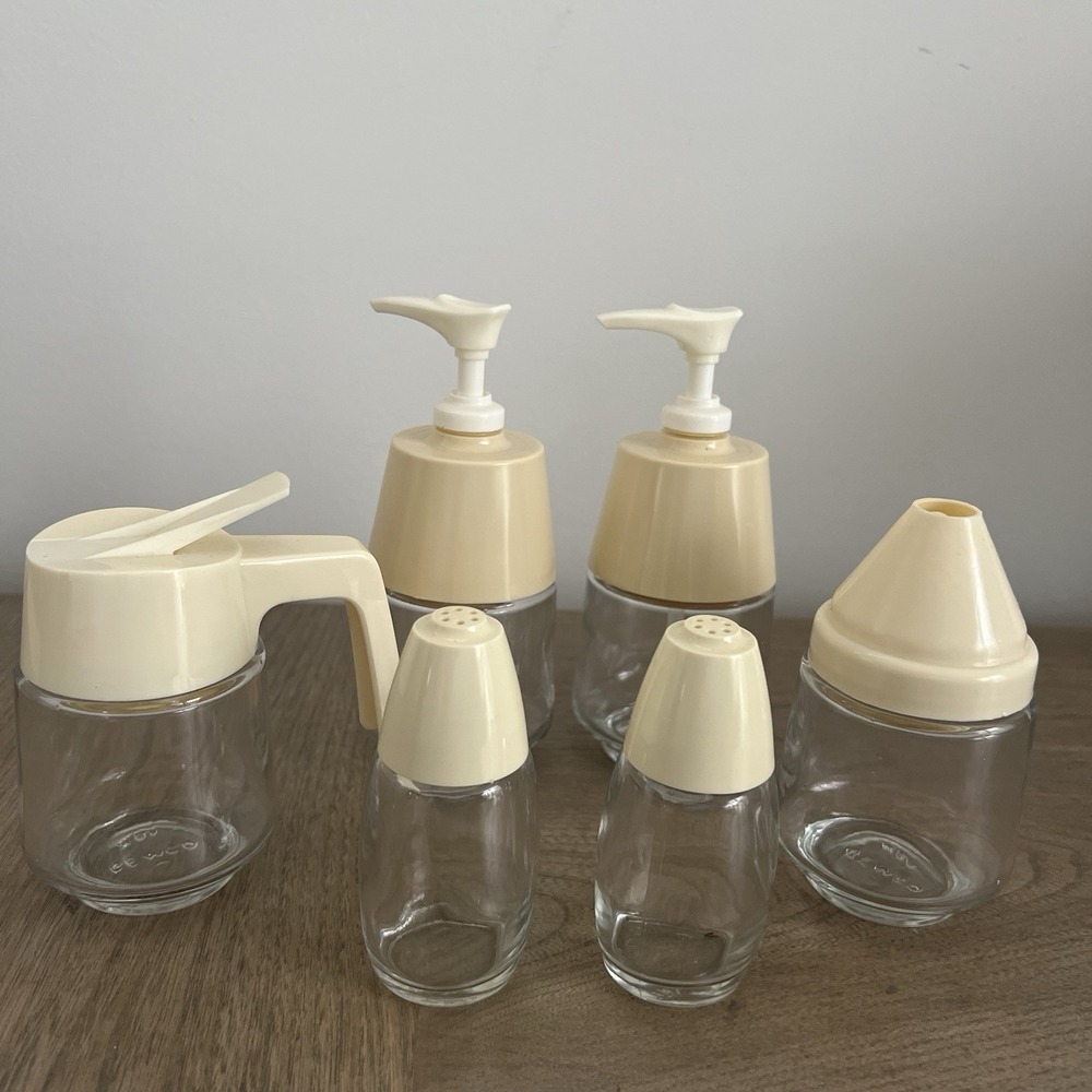 Vintage Gemco The Mini 6 Piece Chef Set 1982 Almond Color Salt And Pepper USA